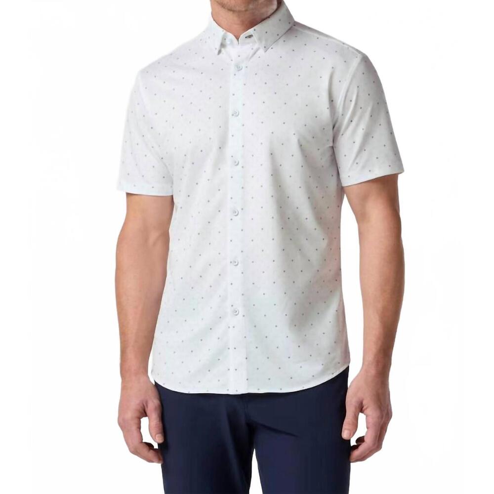 NEW MIZZEN + MAIN halyard short sleeve shirt in seasonal - white dot